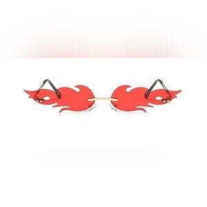 Red Flame Rimless Sunglasses - Women Accessories Sunglasses